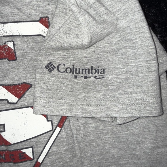 Columbia PFG Shirt Mens Large Gray Patriotic USA Fish Performance Fishing Tee - Picture 6 of 7